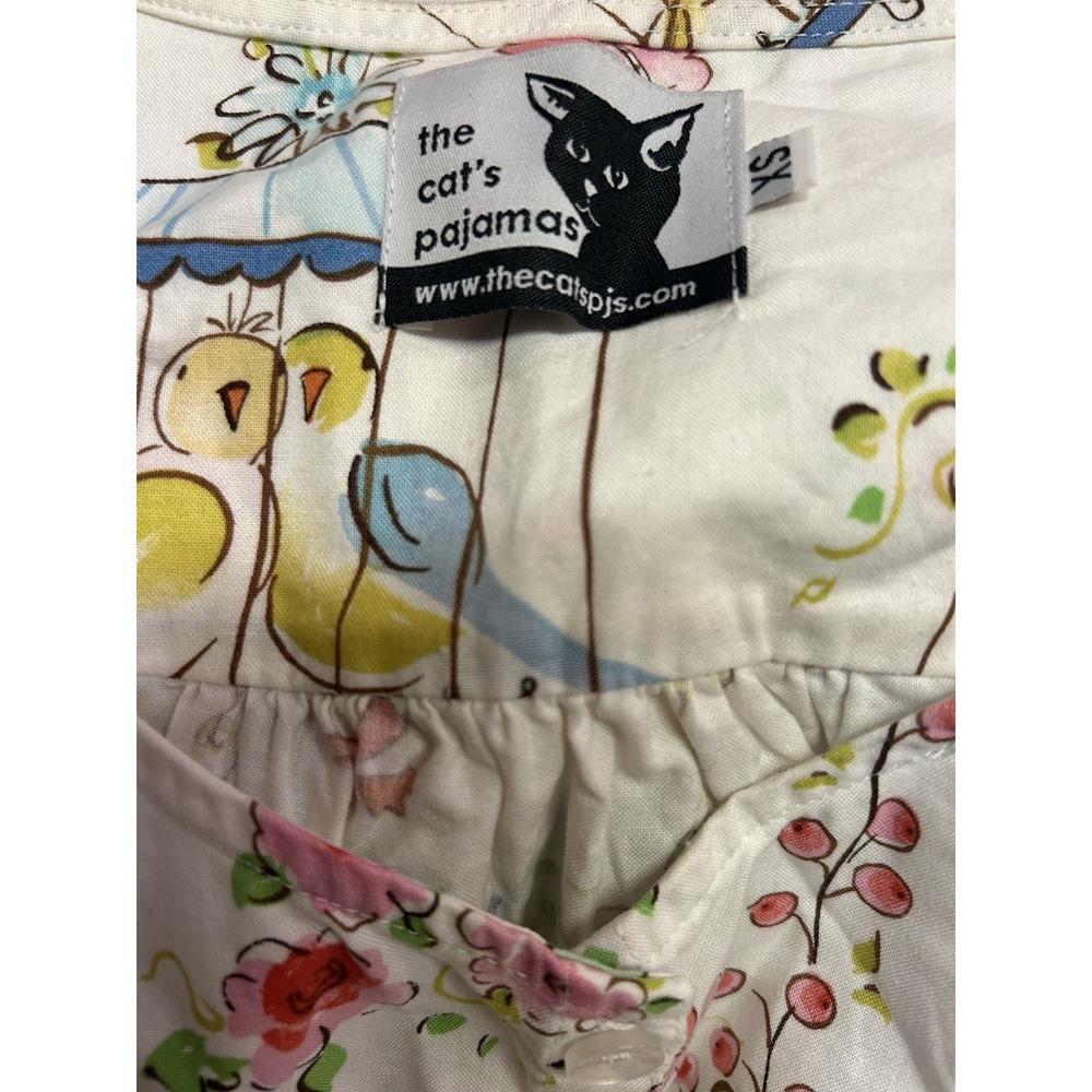 Vintage The Cat's Pajamas Short Set Button Front Birds Short Sleeve Rare‎ - Picture 8 of 16